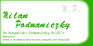 milan podmaniczky business card